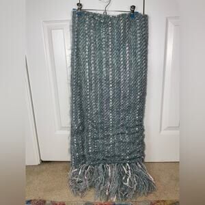 VTG CHURCHILL WEAVERS TURQUOISE GREEN LAVENDER PURPLE WHITE HANDWOVEN THROW
